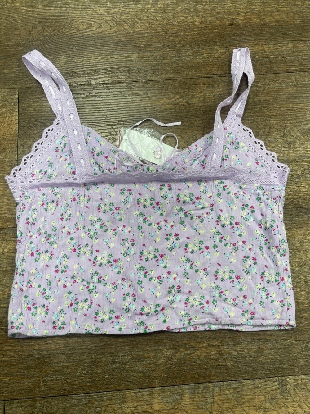 Urban Outfitters NWT Floral Lace Trim Cropped Cami Tank M - Picture 7 of 8